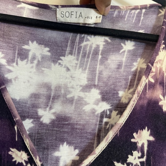 Sophia by ViX Womens Dress Size S P Purple Floral Fringe Topical Summer Midi - Picture 5 of 11